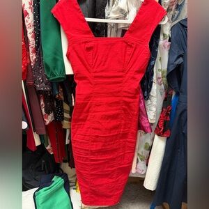 Women’s Maeve red sleeveless cotton Red sheath Dress Anthropologie xxs